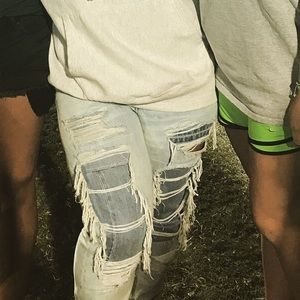 American Eagle pseudo cropped ripped jeans